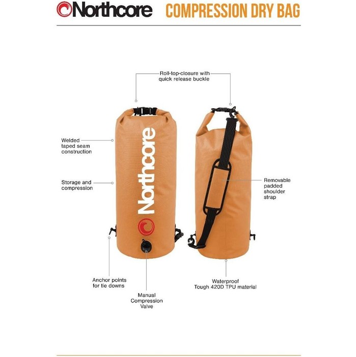 2024 Northcore 30L Compression Bag 341456 - Orange